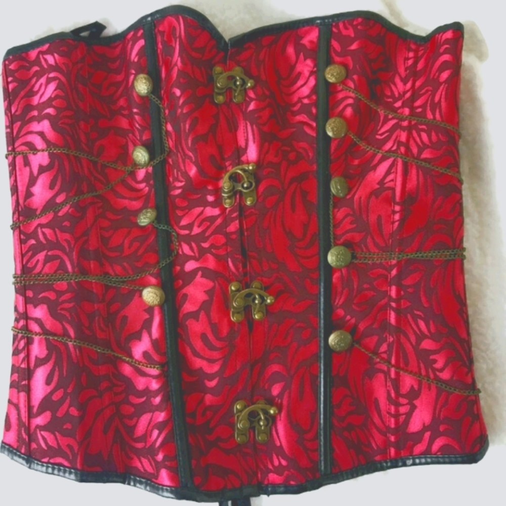 Lace Up Corset with Brass Accents